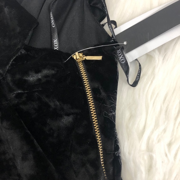 XOXO Velvet One Shoulder Ruffle Jumpsuit - Picture 6 of 7